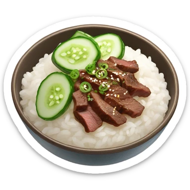 Korean beef rice bowl with cucumbers sticker
