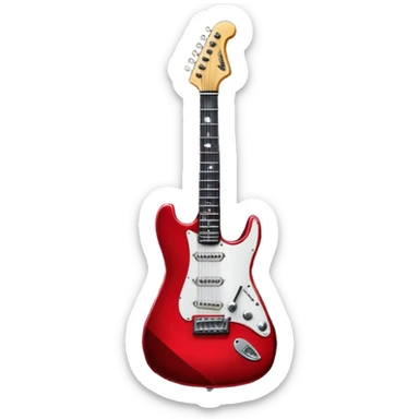 Create a fierce and edgy emoji representing hardcore rock vocal performance in a humanless collage. The design should feature a vintage microphone at the center, surrounded by a menacing, distorted electric guitar with sharp, aggressive angles. Add crossed drumsticks behind the microphone to symbolize the rhythm and power of the drums. Include subtle elements like lightning bolts, flames, or jagged sound waves to evoke the raw energy and intensity of hardcore rock. Use dark, intense colors like black, red, and silver, with a metallic, gritty finish to convey the rebellious, aggressive spirit of the genre. The background should be transparent. sticker