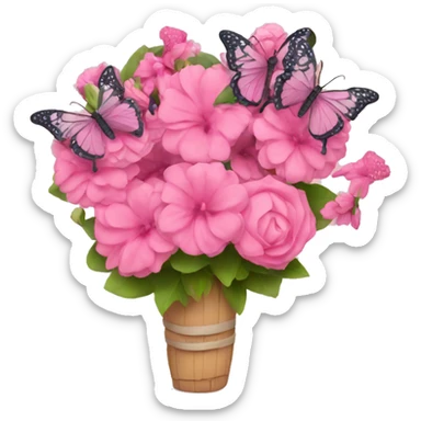 pink bouquet with butterflies sticker