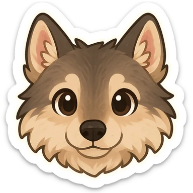 american wolfdog face, chibi style, big eyes, sweet expression sticker
