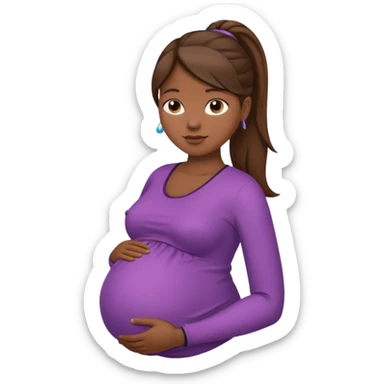 pregnant woman, brown hair, dark skin, ponytail, only abdomen, neck and head sticker