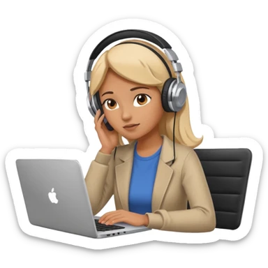 super busy female looking at the laptop and headphones do not disturb sticker