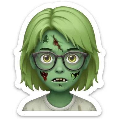 Faça um zumbi verde de óculos adolescente e de cabelo meio grande sticker