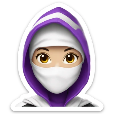 spider gwen wearing a mask and hood purple and white sticker
