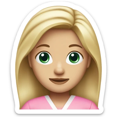 nurse with pink scrubs long blonde hair and blue green eyes sticker