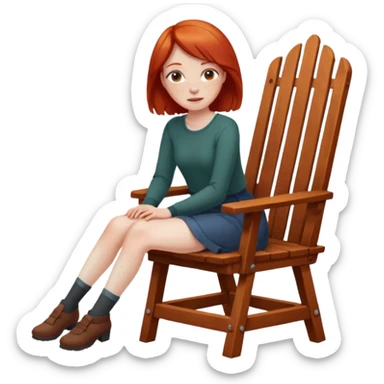 Naked red haired girl with freckles and large tits no clothes no bra no panties full body and a pussy sitting in a chair with legs spread sticker