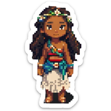 Moana standing, pixel art style sticker