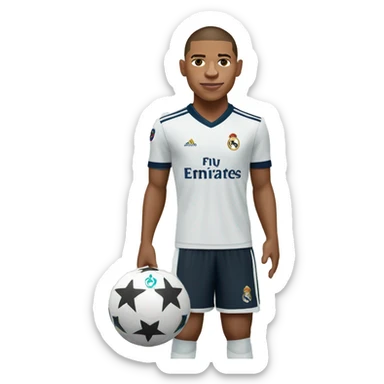 kylian mbappe in the real madrid jersey sticker
