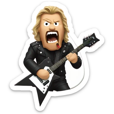 James Hetfield eating a guitar pick sticker