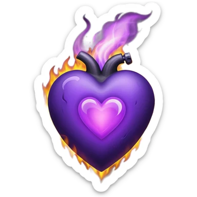 purple heart burns in black fire sticker
