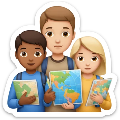 Kids Holding Maps sticker