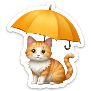 Cat with yellow umbrella sticker