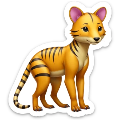 Colorful tropical exotic shiny colorful beautiful fantasy-Thylacine-Vernid-Cacomistle-Oncilla-animal-Fakémon-hybrid-fursona (full body) sticker