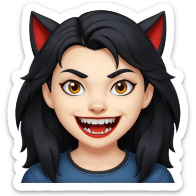 Werewolf black hair girl with a smile sticker