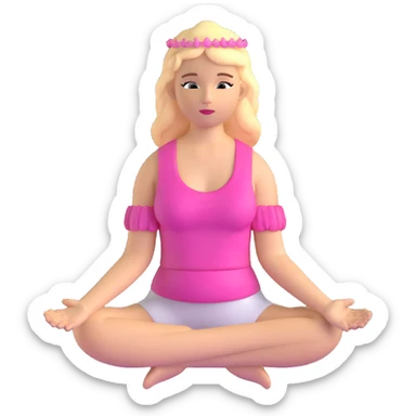Blonde woman angel with long hair meditating with pink hair accessories sticker
