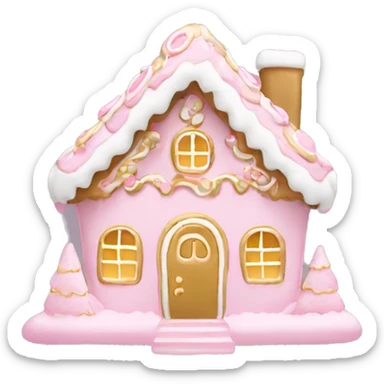 light pink and gold and white gingerbread house sticker