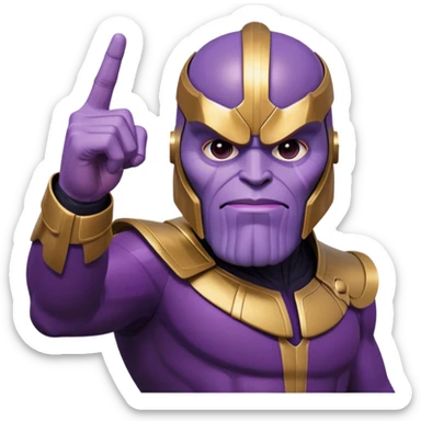 Purple villain Thanos with Squid Game aesthetic showing middle finger sticker