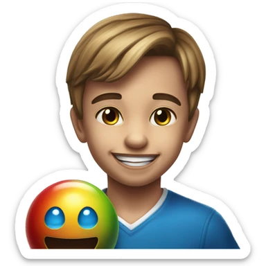 7 year old boy missing two front teeth playing skeetball at dave and busters  sticker