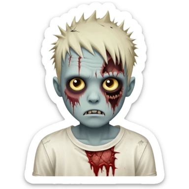 zombie boy with spiky emo hair and white shirt sticker