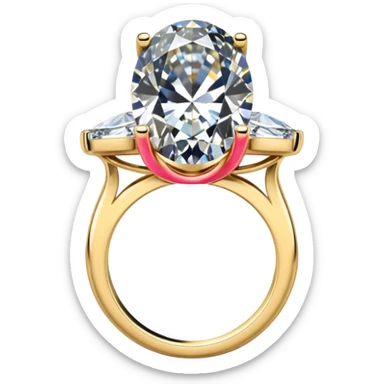a luxurious gold diamond ring, plain band and large oval diamond stone sticker
