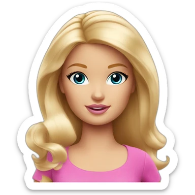 Blonde girl Barbie cute round face sticker