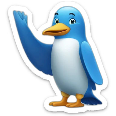 blue pingouin saluting sticker