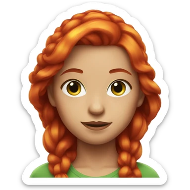 girl with red hair on fire and green glowing eyes sticker