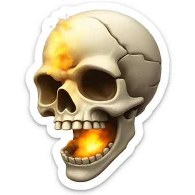 Exploding skeleton head sticker