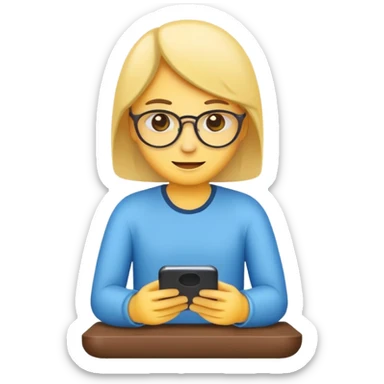 Emoji of a person typing on their smartphone. Simple emoji style, flat design, bright colors, thick outlines. sticker