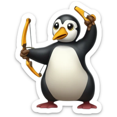 Humanoid penguing with slingshot sticker