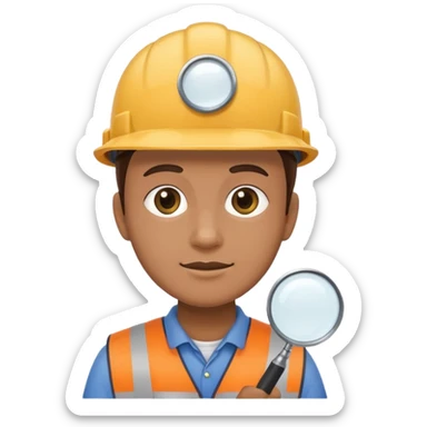 railway worker holding a magnifying glass sticker