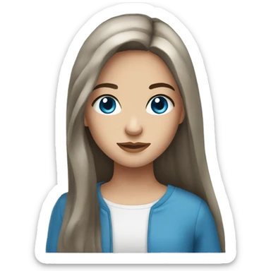 Pretty girl with long dark brown hair and blue eyes sticker