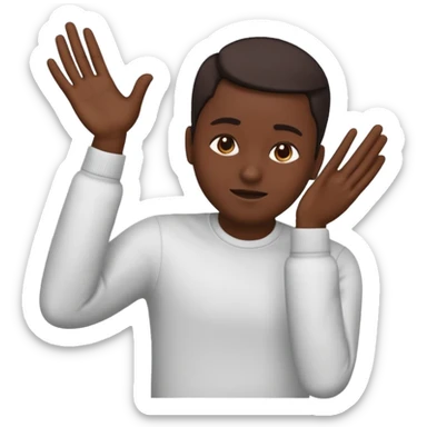 The emoji is as follows: head down while shaking it left and right moderately, right hand up near the head in this emoji position ☝️ while shaking forward and backwards moderately and gives the vibe of "nah we gotta go" or "nah fk this shi we out" sticker