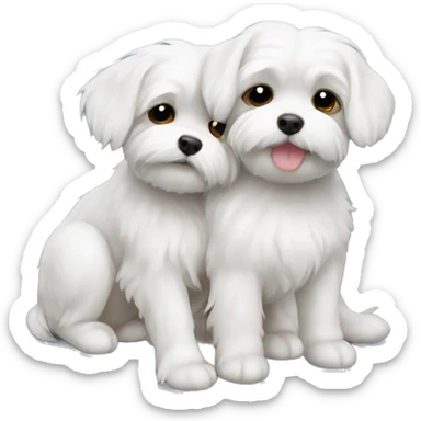 Maltese dogs cuddling  sticker