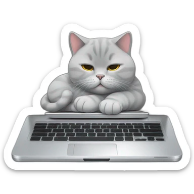 british shorthair cat with sleeping on the laptop sticker