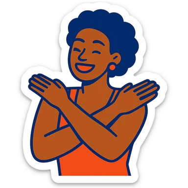 person highlighting their shoulders and arms sticker