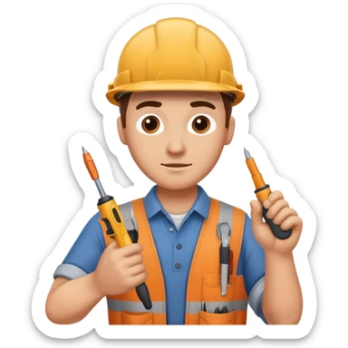 a handyman holding a screwdriver sticker