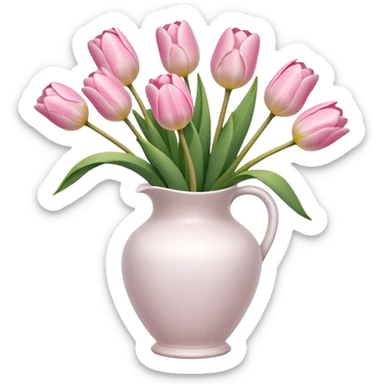 Light pink tulips in white vase sticker
