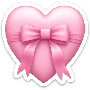 a soft pink heart with a bow sticker
