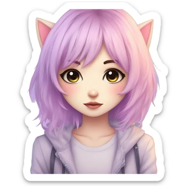 Cute Edgy Pastel Gradient Beautiful Anime Emo CatLady sticker