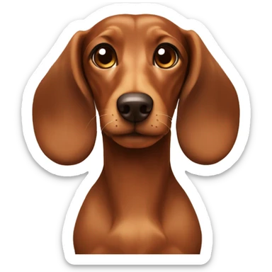 brown dachshund with light brown fluffy ears and breast sticker