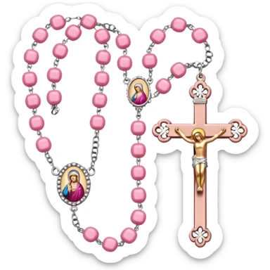 make catholic rosary with very girly pink tones. sticker
