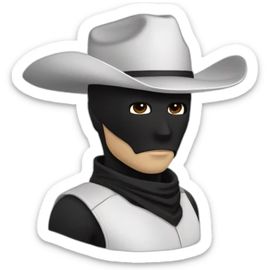 the lone ranger white cowboy hat short black hair black mask sticker