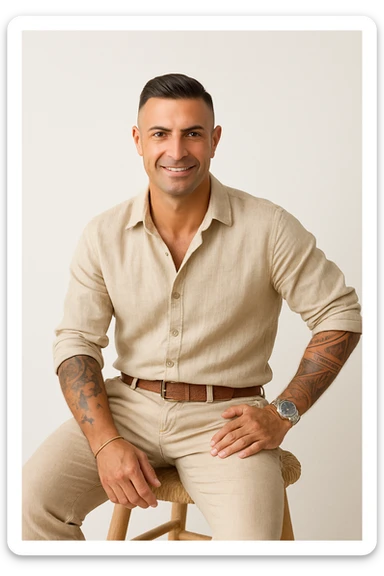 Uomo che usa solo prodotti di Lino e Cotone, perchè sono naturali sticker