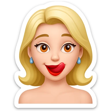 Change the facial expression to hungry with longing eyes and licking lips, same style as the reference image. sticker