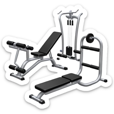fitness gym with dumbbells and exercise machines sticker