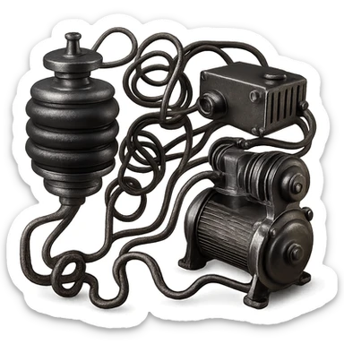 Make this car air suspension illustration look more realistic, with metallic textures, accurate lighting, and detailed components. Keep the background transparent. sticker