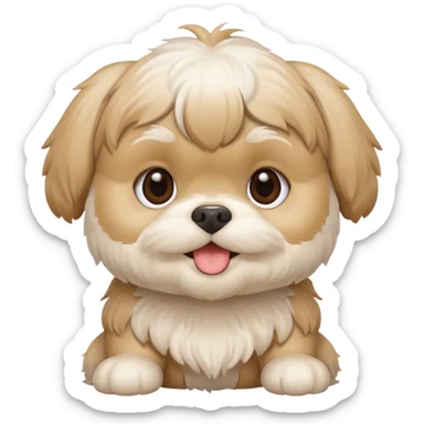 generame la imagen de un perrito raza chitzu de color cremita, totalmente cremita sin esos colores marron oscuro en su cara, hazla un poco sonriente sticker