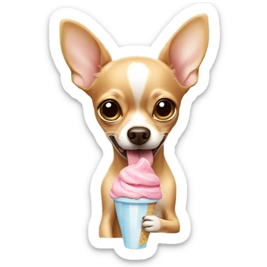 Tan chihuahua eating ice cream  sticker