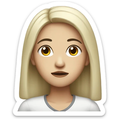 Pale woman black hair is frowning and heart broken sticker